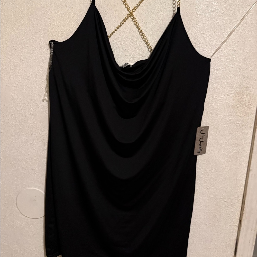 J for Justify Black Draped Chain Dress